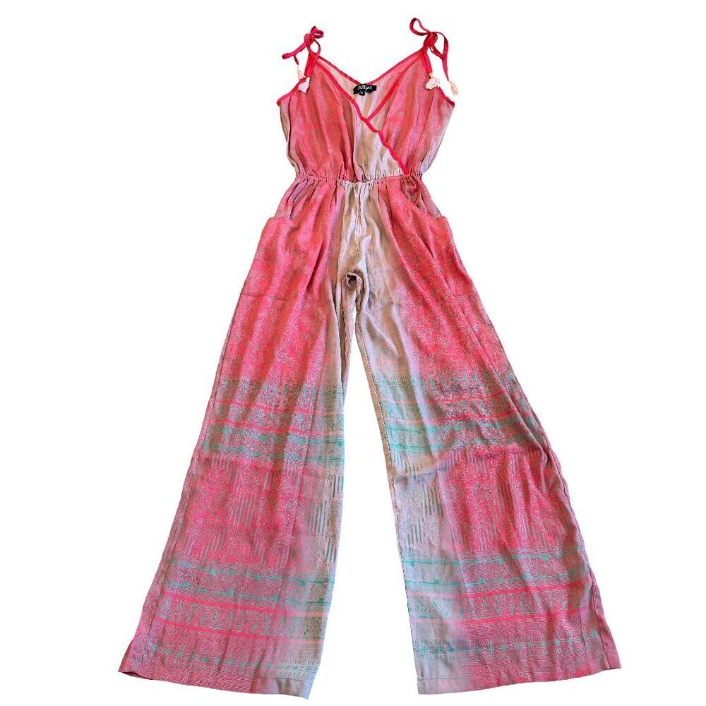 Tie-Shoulder Pink Ombre Jumpsuit